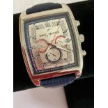 Gentlemans DANIEL HECHTER Paris Quartz wristwatch. Finished in silver tone.Multi dial model. Large