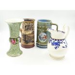 Four Interesting Ceramic Pieces - Minton Cream Jug, Benskins tankard, Winton vase, Wyman Tankard.