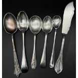 Six Various Pieces of 925 Silver Cutlery. Vintage and Antique. 123g total weight.