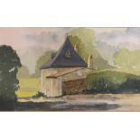 Watercolour painting by unknown artist of a rural setting. Frame size 46x34cm