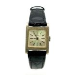 A Vintage Tudor (Rolex) 18K White Gold Cased Ladies Watch. Black leather strap. 18K white gold