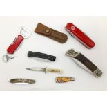 A Parcel of 8 Vintage Knives Comprising; 2 X Folding Lock Knives 1 by Whitby), 2 X Multi-Tools, A