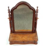 An Antique Mahogany Table-Top Tilting Mirror with Drawer in Base. 46 x 70cm. As found.