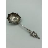 Antique SILVER SIFTING SPOON with Hallmark for John Millward Banks Birmingham circa 1900. Having