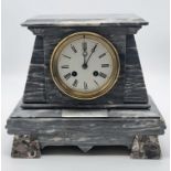 A LARGE MARBLE MANTLE CLOCK PRESENTED IN 1875 AT ALL SAINTS IN NEWMARKET . 28cms x 25cms a\f