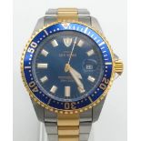 A Detomaso San Remo Professional Automatic Gents Watch. Two tone strap and case - 43mm. Blue dial
