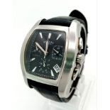 Unisex Dolphin Standard Rotary Stainless Steel Watch, Black Leather Strap, Quartz Movement,