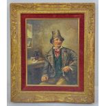 Framed Painting of a Gentleman with a pipe. 44cm x 37cm.