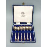 A Complete Set of Nicely Presented 6 Mappin & Webb Silver Spoons in original Box, Spoons Total