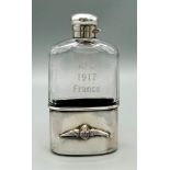 A Historically Important Silver and Glass Flask Presented to WWI USA Pilot Frederick Libby Whilst