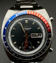 A Rare Vintage Seiko Chronograph Automatic Pepsi Gents Watch. Stainless steel strap and case - 42mm.