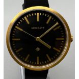 A Newgate Stylish Circular Cased Gents Watch. Black leather strap. Black dial. Quartz movement. In