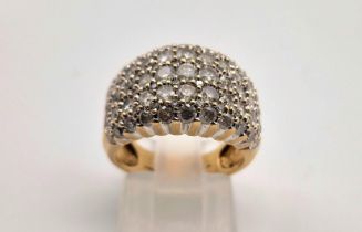 A 9 K yellow gold, diamond (1,70 carats) band ring. Size: K, weight: 6.1 g.