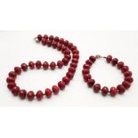 RED STONE FACETED NECKLACE. WEIGHS 103.5G