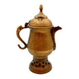 A Kashmiri Bronze Samovar Kettle - made to brew, boil and serve Kashmiri salted tea. 30cm tall. A/F
