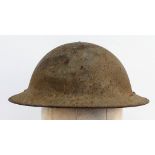 WW2 Home Guard Mk II 2C Brodie Steel Helmet.​ Shell painted green and stamped with maker ‘BMB’ (