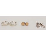 Three Pairs of Different Style 925 Silver Earrings.