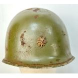 WW2 US Army Major Officers M1 Steel Combat Helmet. Swivel bale example with front split seam and a