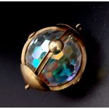 A Vintage Possibly Antique 9K Yellow Gold and Faceted Glass Glitterball Pendant. 35mm. Circumference