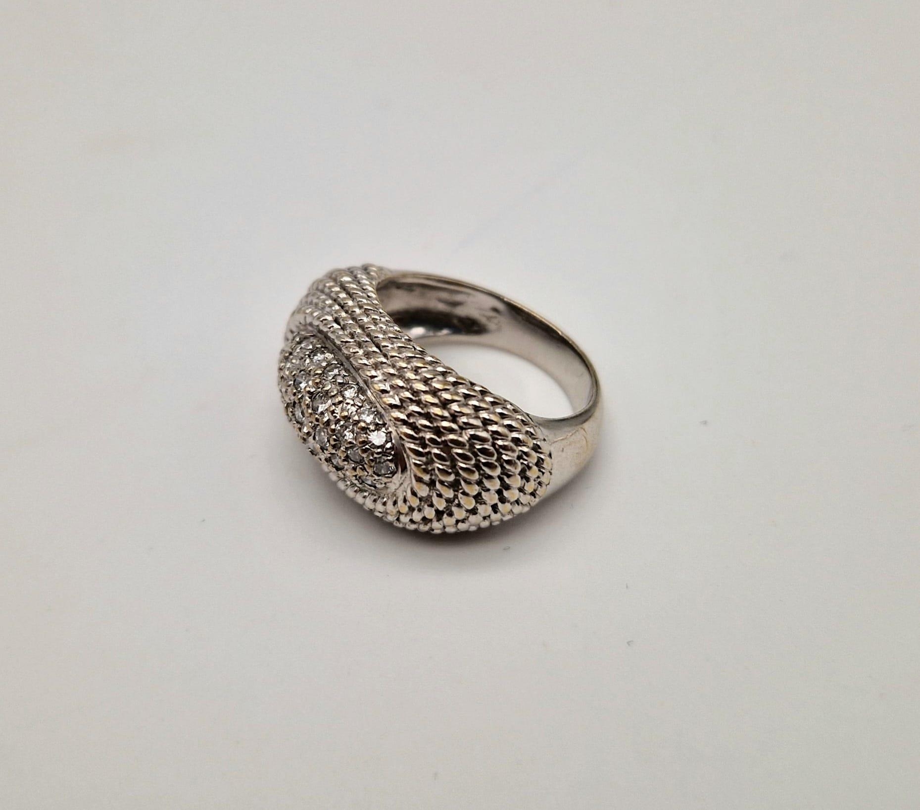 A fancy, 18 K yellow gold, pave diamond (0.25 carats) set ring. Size: I, weight: 9.1 g. - Image 3 of 5