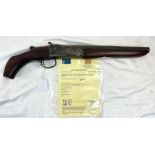 A Deactivated Vintage H.W. Cooey Sawn-Off 12 Bore Shotgun. This Canadian 84 model has a 12.6 inch