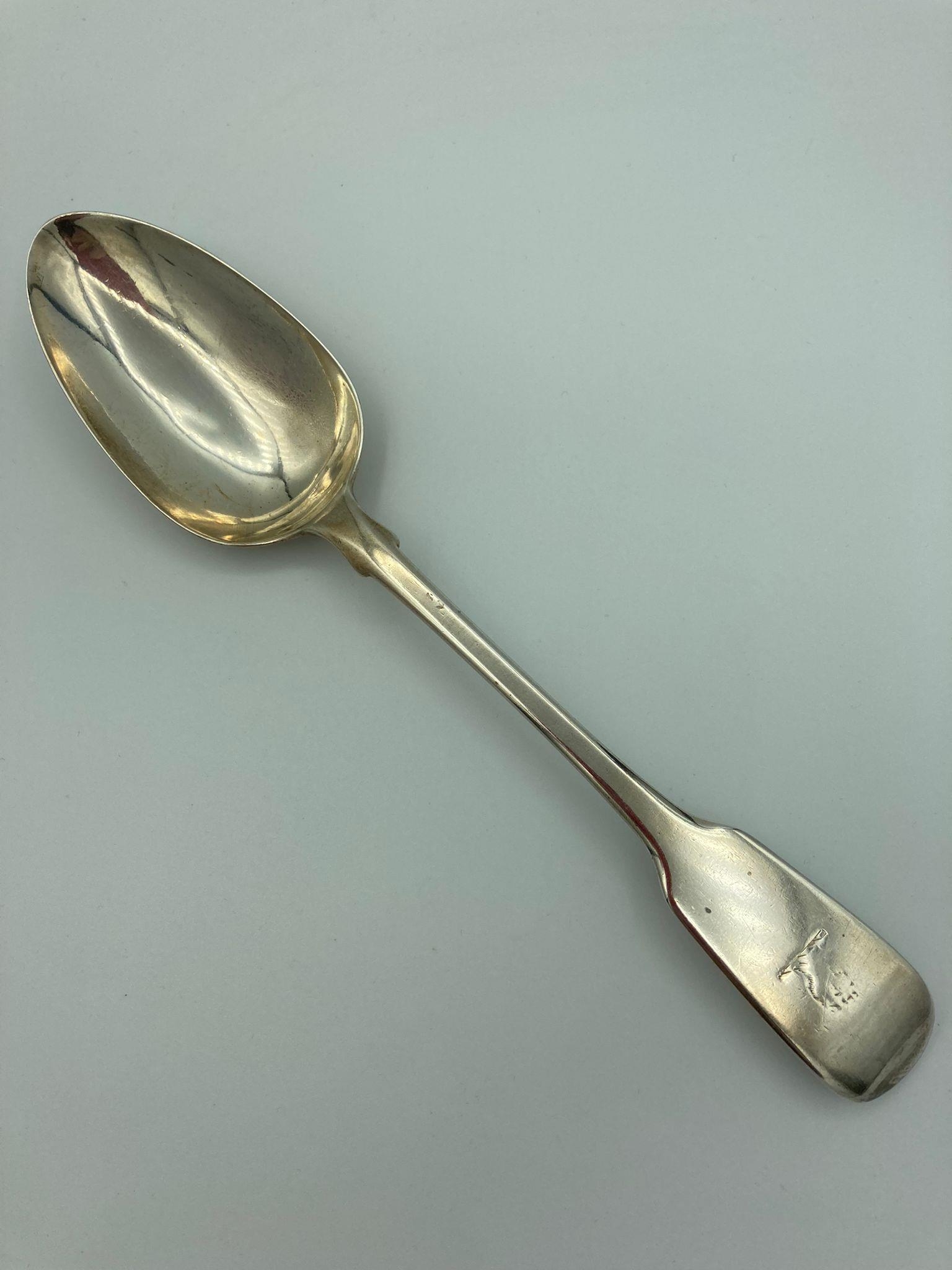 Antique SILVER TABLESPOON Having rare Hallmark for Chawner and Adams, London 1840. Early