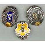 3 ANTIQUE JAPANESE FIREMANS MEDALS .