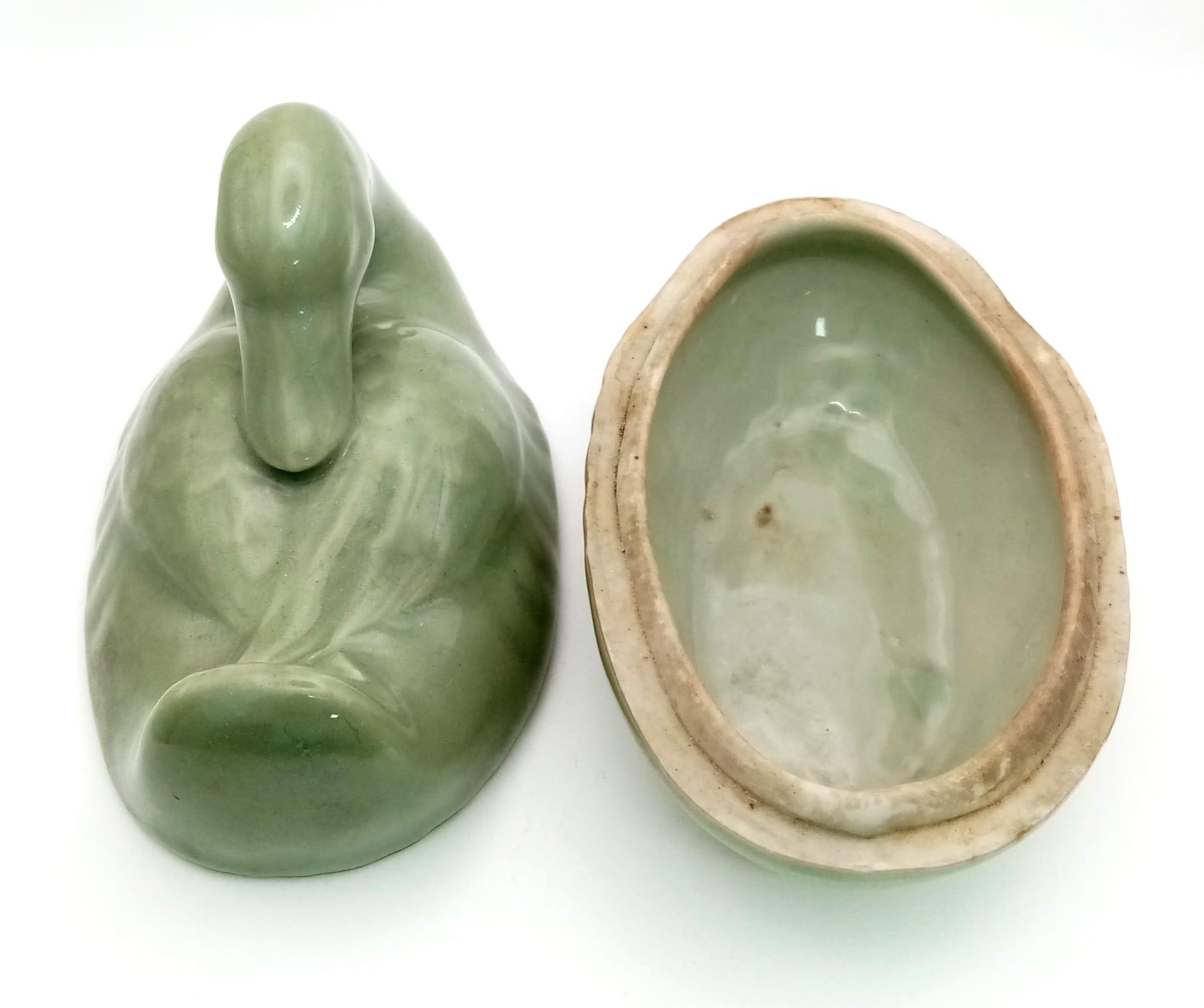 A RARE ANTIQUE CHINESE CELADON DUCK , LENGTH 130mm and height 110mm , FOUND IN A JAPANESE KURA - Image 5 of 5