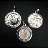 2 X STERLING SILVER ST CHRISTOPHERS & 1 X STERLING SILVER ST JUDE THADDEUS PRAY FOR US PENDANTS 8.8G