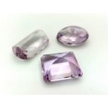 A Trio of Rose De France, Amethyst-AAA Grade- Faceted. 81.50ct in total.