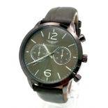 A Gianello Italian Design Gents Chronograph Watch. Grey leather strap. Case - 42mm. Quartz movement,