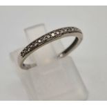 9K WHITE GOLD DIAMOND BAND RING 1.5G SIZE L 1/2