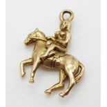 9K YELLOW GOLD LADY GODIVA HORSE CHARM 1.7G