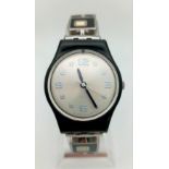 A Vintage Swatch Quartz Ladies Watch. Steel and enamel strap. Case - 25mm. Quartz movement in