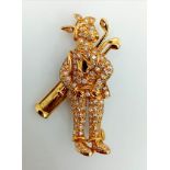 An 18 K yellow gold, diamond (1.50 carats) set rabbit golfer brooch, possibly by Raymond Yard.