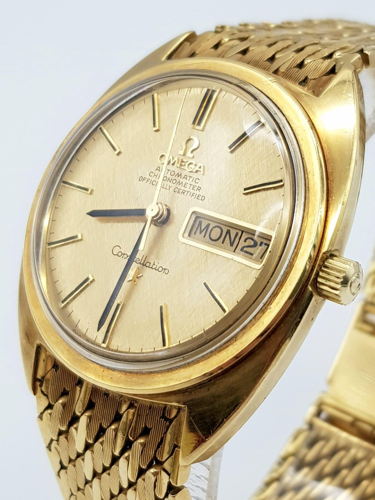 A Vintage 18K Solid Gold Omega Constellation Automatic Gents watch. Solid gold strap and case - - Image 5 of 12