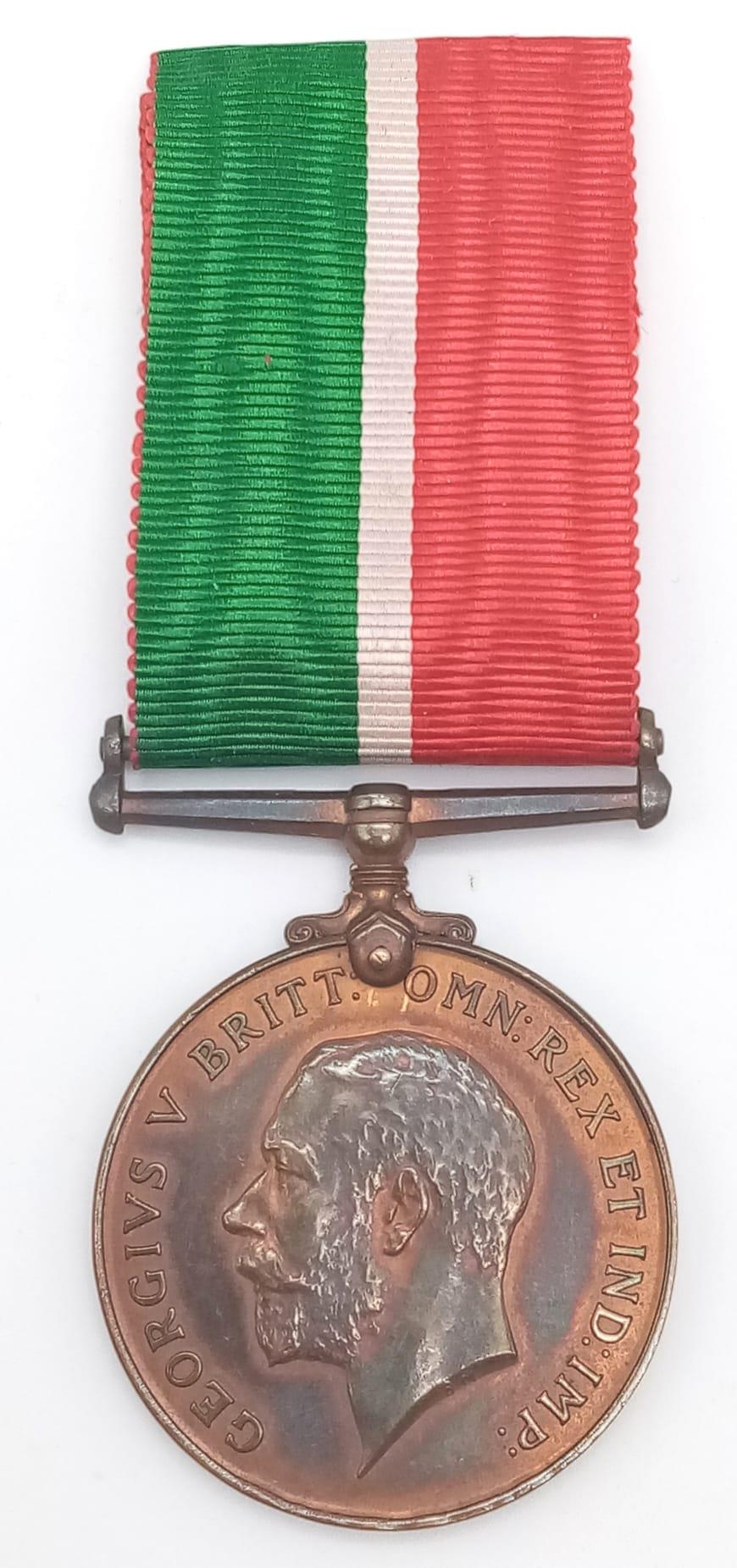Mercantile Marine War Medal named to Ernest J Warne. Ernest James Warne was born in 1898 in - Image 2 of 4