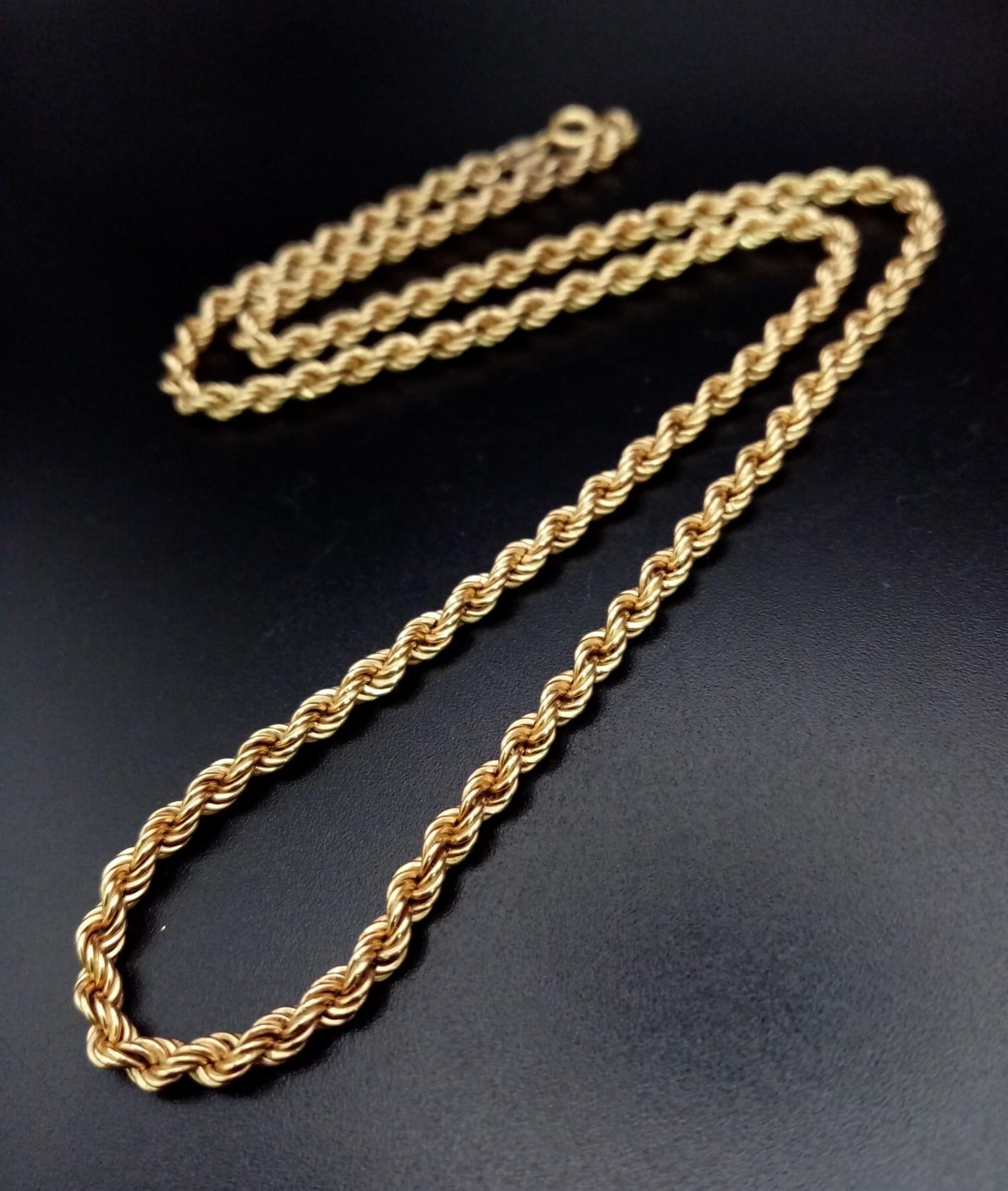 A Classic Rope Twist 9K Yellow Gold Necklace. 46cm. 4.59g.