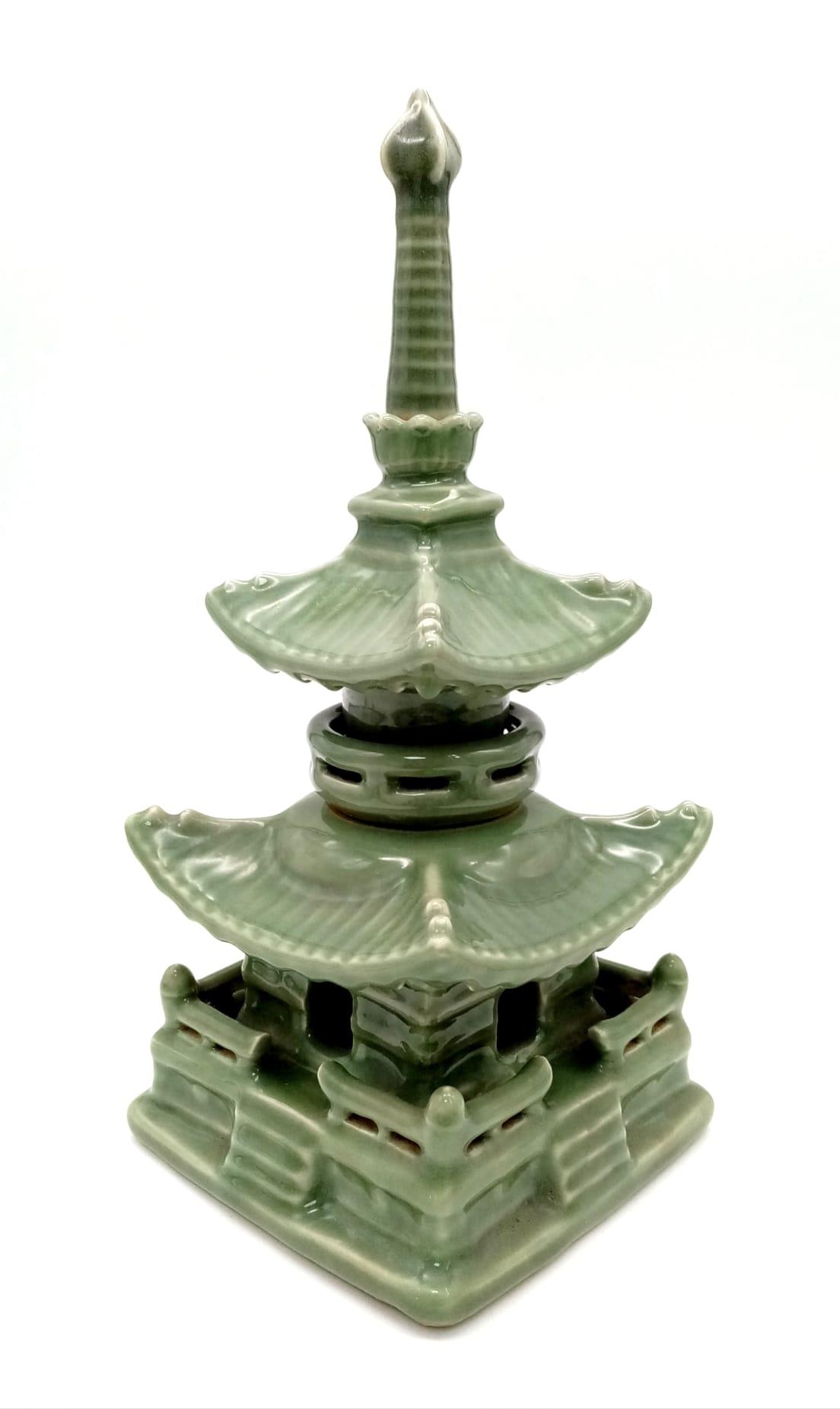 Antique Celadon Pagoda, Exceptionally high quality piece, probably of Chinese origin, made of