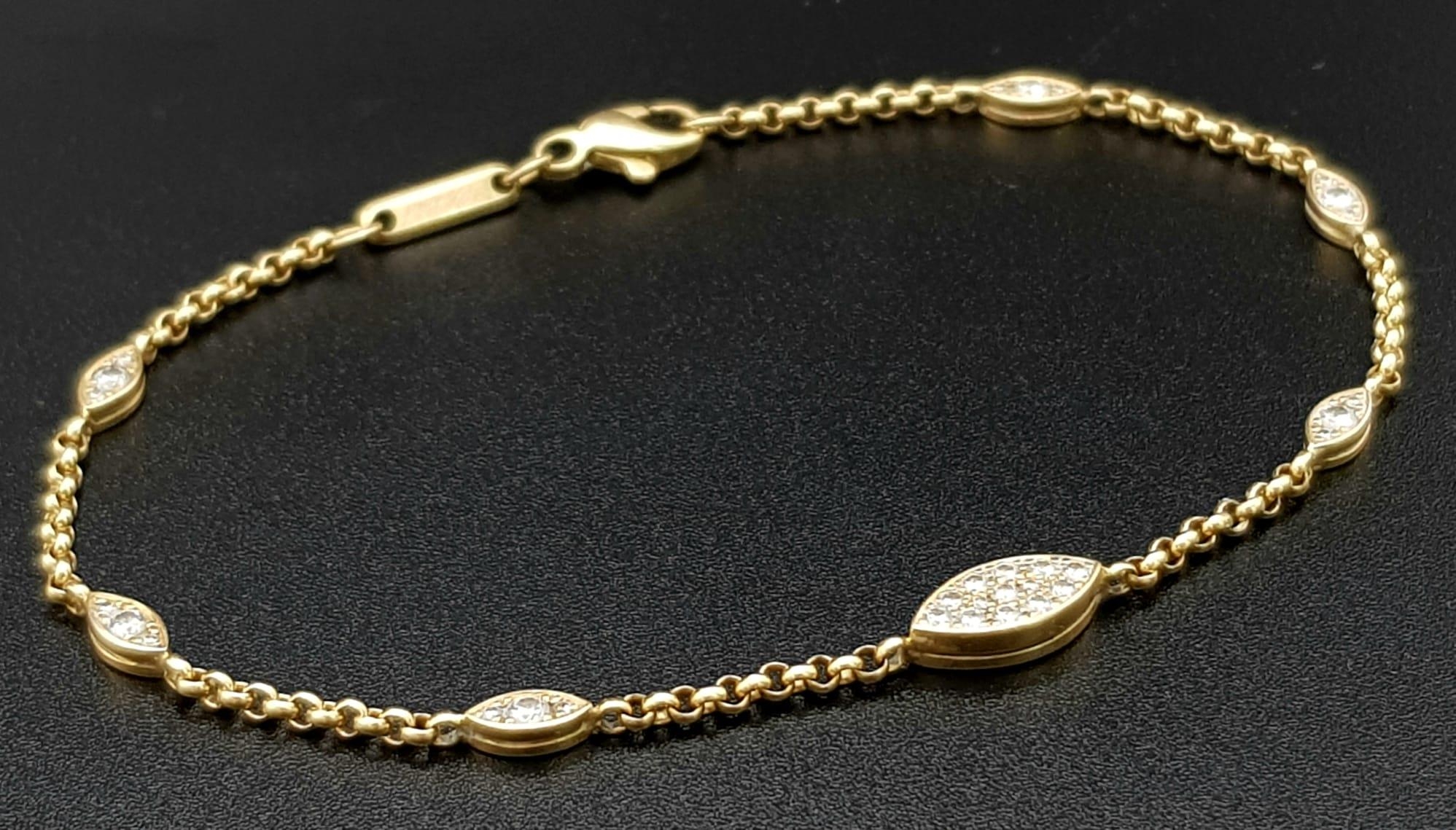 A Chopard 18k Gold and Diamond Bracelet. 18cm. 5.38g total weight. Ref: 11748