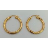 9K YELLOW GOLD TWIST HOOP EARRINGS 1.8G