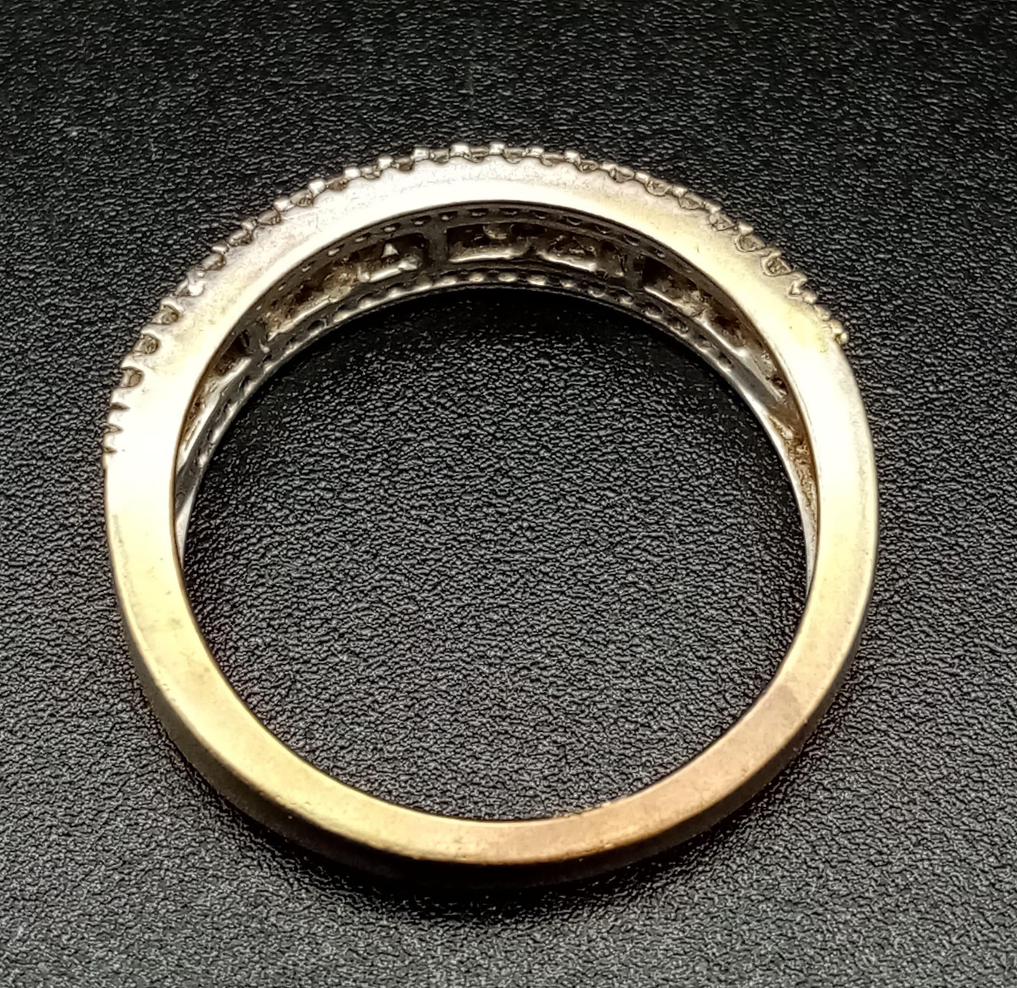 A 9K Yellow and White Gold Diamond Half-Eternity Ring. Size k. 2.56g total weight. Ref: 11912 - Image 4 of 6