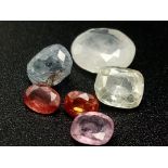 A Lot of Six Untreated Madagascar Sapphire Gemstones - Yellow, Pink and Blue Sapphire. 6.90cts in