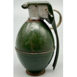 INERT Vietnam War Era US M26 hand grenade. The grenade with a smooth casing and a single rib along
