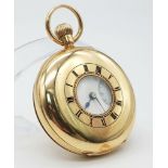 A Wonderfully Crafted 9K Gold J.W. Benson Half-Hunter Pocket Watch. White dial with sub second dial.