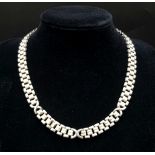 A 925 Silver Intricate Link Choker Necklace. 36cm. 32g