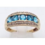 9k yellow gold diamond and topaz ring 3.5g size S (dia:0.18ct/topaz:1.50ct)