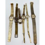 Six Vintage Gold Plated Ladies Watches. To include: Binatone, Everite, Sandoz, Lanco, Ingersoll