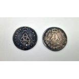 Two 1679 Charles II Silver Threepence Coins. S3386. Please see photos for conditions.