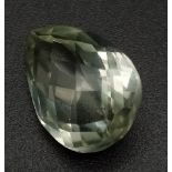 A 8.40 Ct Faceted Green Amethyst Gemstone. Pear Shape. GLI Certified.